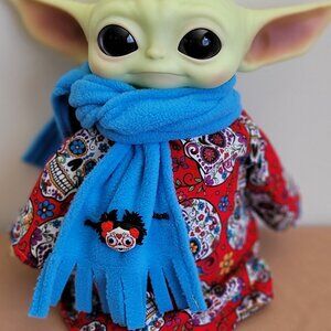 Sugar Skull Halloween 2pc Outfit scarf for 11" Mattel Child Grogu baby yoda Doll